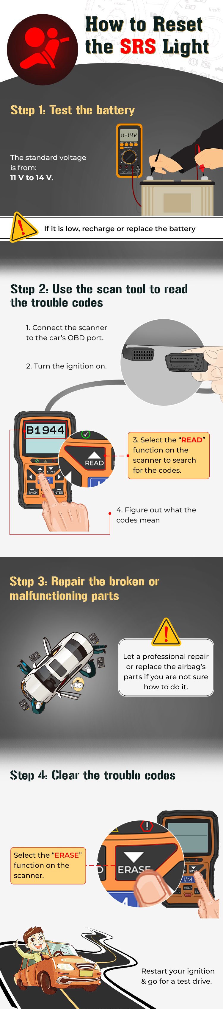 how to reset the srs light