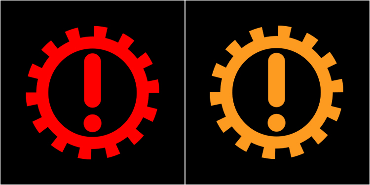 transmission light having gearbox and an exclamation symbol