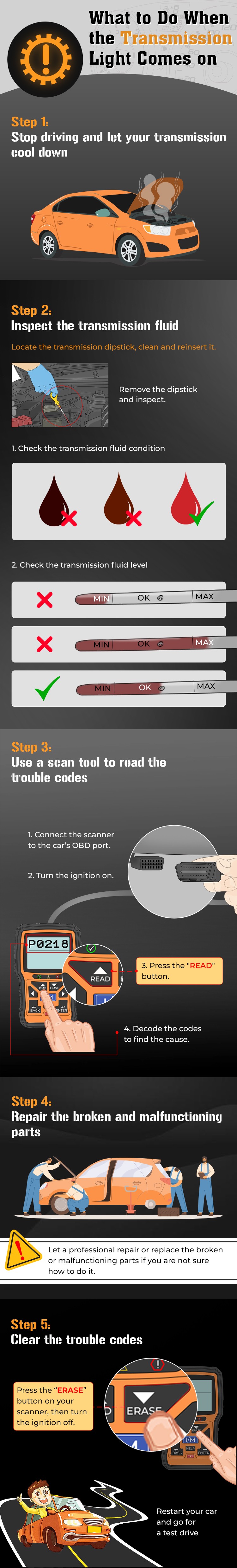 what to do when the transmission light comes on